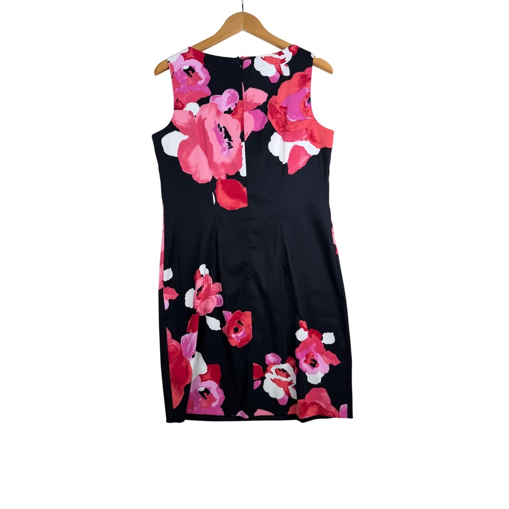 AB Studio Floral Print Sheath Sleeveless Dress size 12 Black/Pink - Picture 4 of 7